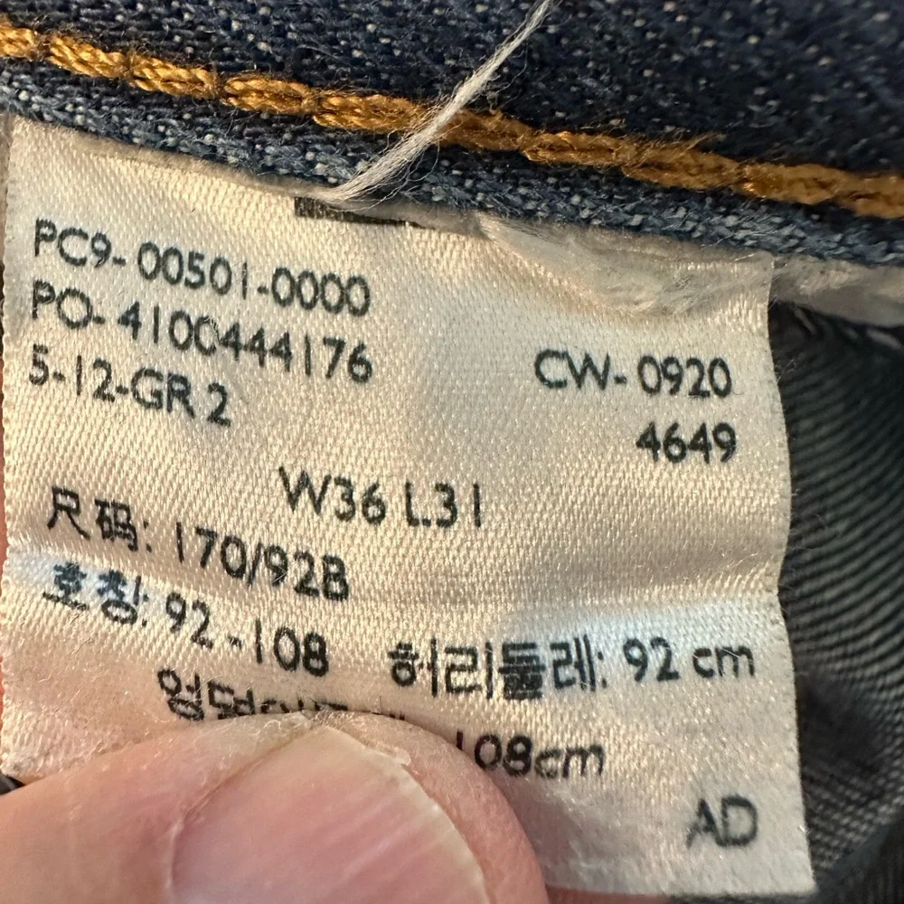 Levi's 501 Button Fly Men's Dark Blue Straight Jeans Size 36x31‎